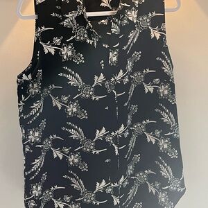 Floral Black and White Sleeveless Top